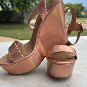 Iridescent Platform Wedge Sandals